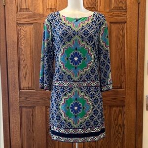Laundry By Shelli Segal floral and geometric pattern dress M